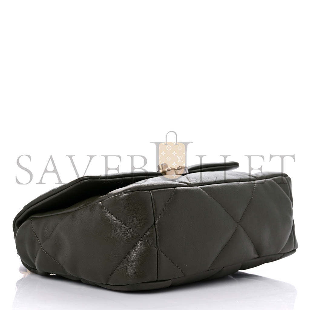 Ch*el lambskin quilted Ch*el 19 flap khaki as1160 (26*16*9cm)